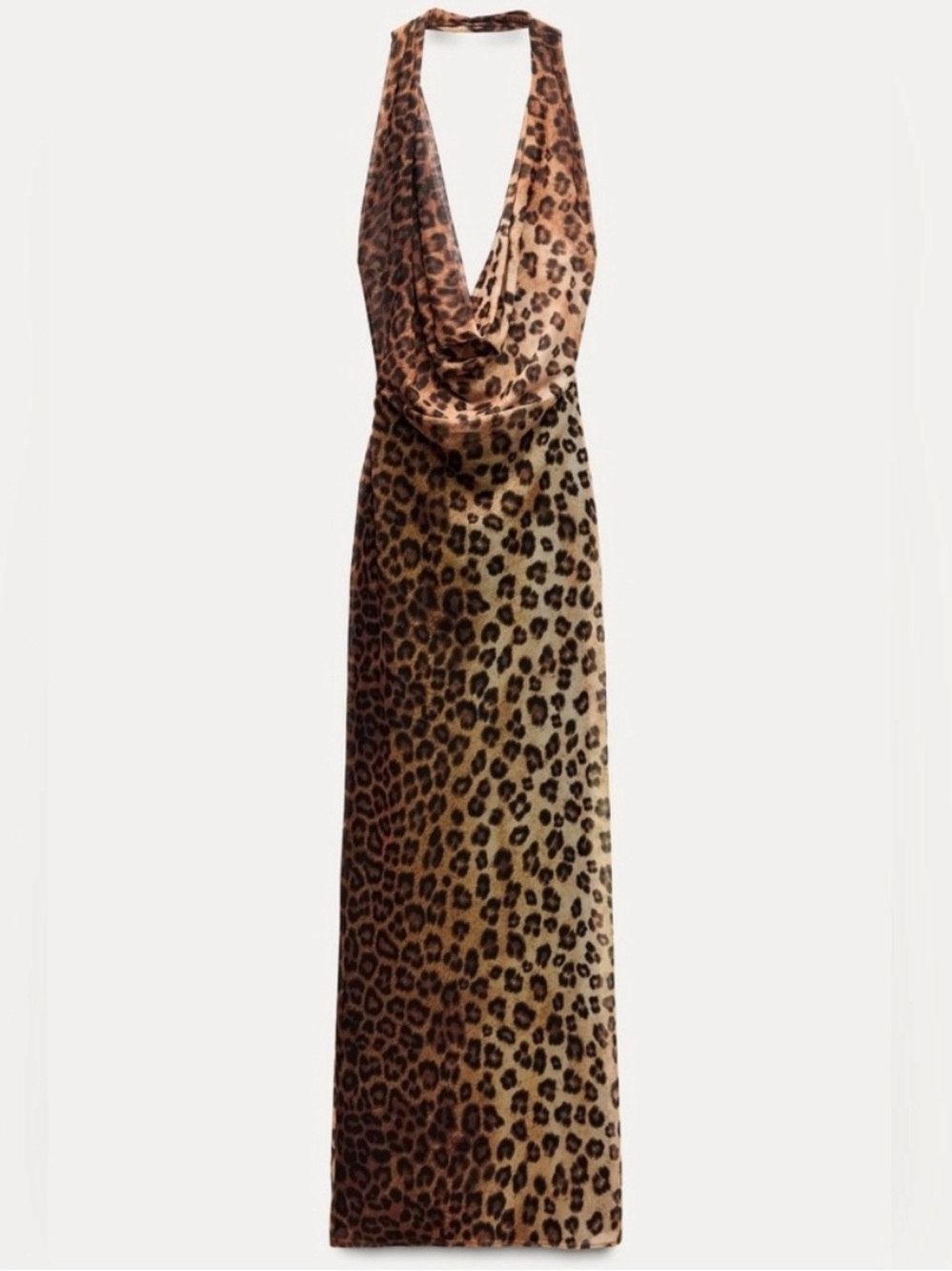 Zara Halter Leopard Maxi Dress